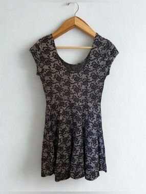 Forever 21 Whimsigoth Rosette Black Striped Black Skater Dress